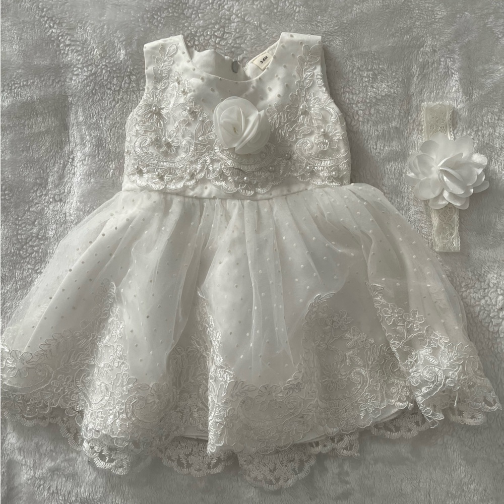 Amazon Essentials White Lace Formal Dress for Kids